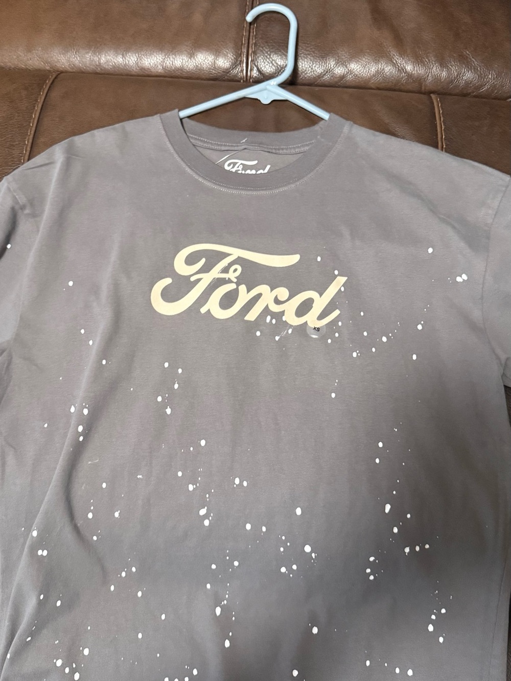 Ford Men's Brown Tee with Cream Ford Script